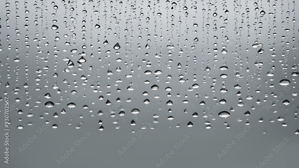Full frame photo of water drops after rain. Raindrops running down a window pane on a dark, rainy day. Full frame photo of water drops after rain. Raindrops running down a window pane on a dark, rainy day.