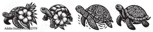 Turtle vector art, Turtle silhouette, Turtle illustration, Turtle black and white vector, black and white Turtle, Sea Turtle silhouette, Turtle black and white vector illustration, 