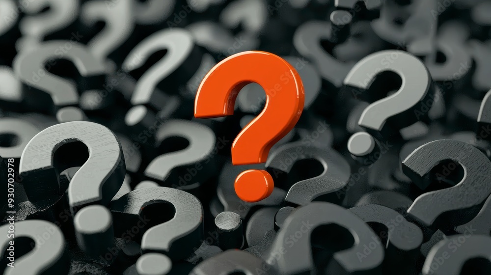 The red question mark stands out against the black, symbolizing urgency and importance. The red question mark stands out against the black, symbolizing urgency and importance.