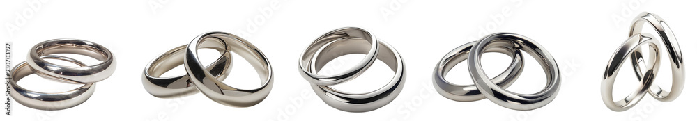 Pack of Two silver rings set isolated on transparent background Pack of Two silver rings set isolated on transparent background