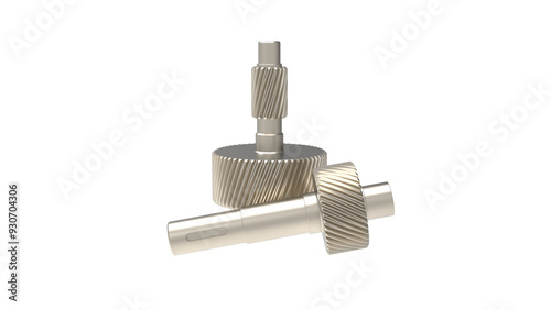 metal helical gears isolated on transparent background