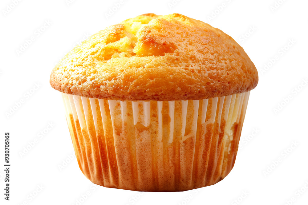 A freshly baked and fluffy corn muffin or cupcake isolated on white transparent background. A freshly baked and fluffy corn muffin or cupcake isolated on white transparent background.