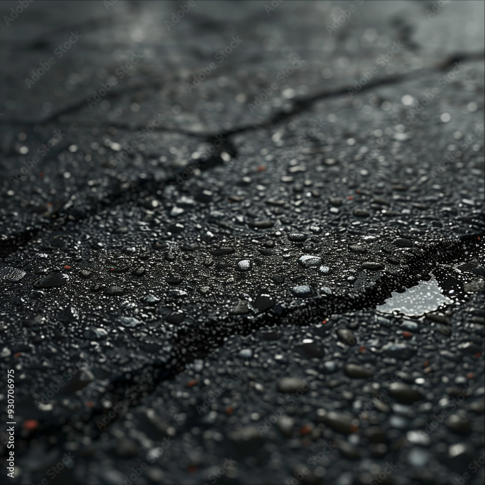Wet Asphalt with Cracks and Water Droplets
Wet Asphalt with Cracks and Water Droplets