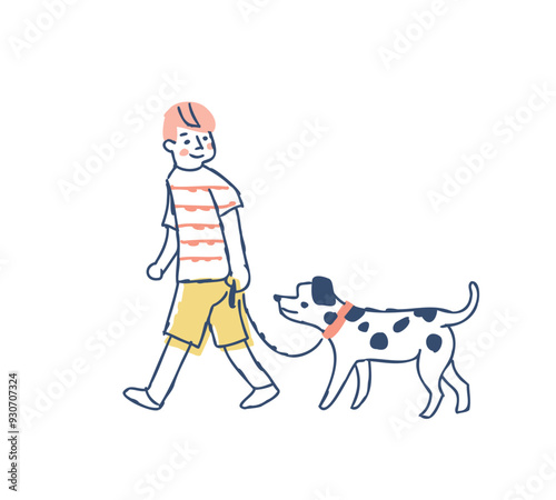 犬の散歩をしている男性