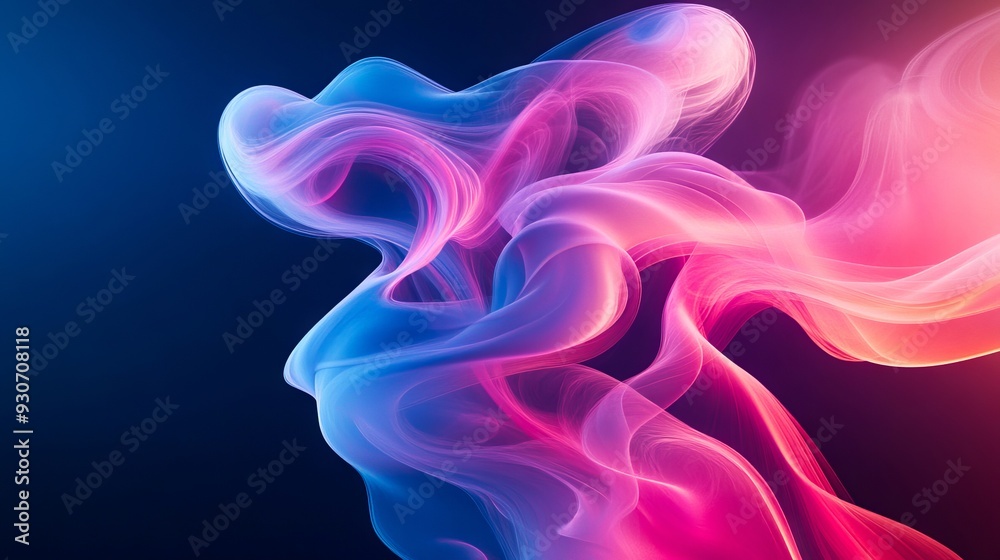 A pink and blue smoke on a dark blue background A pink and blue smoke on a dark blue background