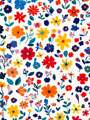 A colorful floral pattern on a white background