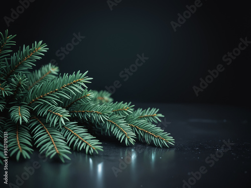 green fir twig frame christmas decoration background