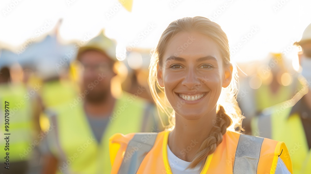 Close-up of a portrait of young female engineer worker Close-up of a portrait of young female engineer worker