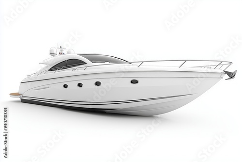 white speed boat isolated on white background