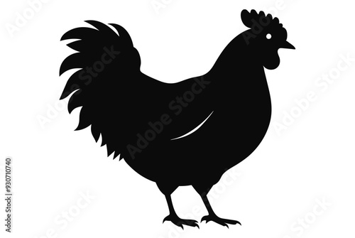 Beautiful chicken silhouette black vector art illustration photo