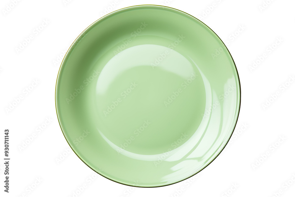 A green plate isolated on clear white and transparent background A green plate isolated on clear white and transparent background