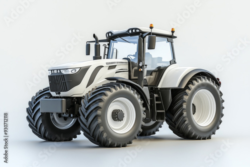 white tractor isolated on white background