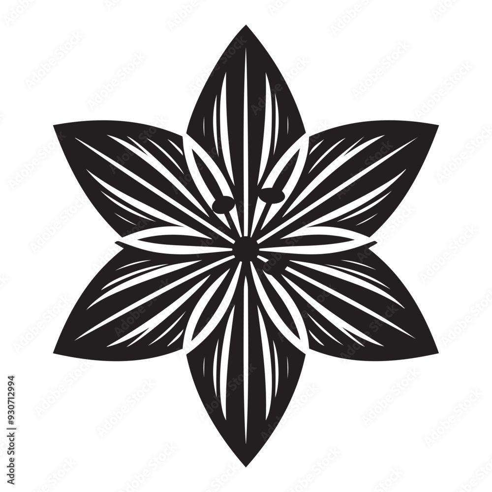 Obraz premium Lily vector art, Lily silhouette, Lily illustration, Lily black and white vector, black and white flower, Lily flower silhouette, Lily flower illustration, 