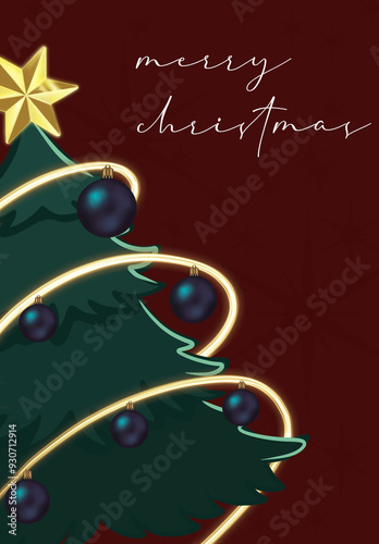 Elegant Christmas Tree with Golden Lights and Ornaments