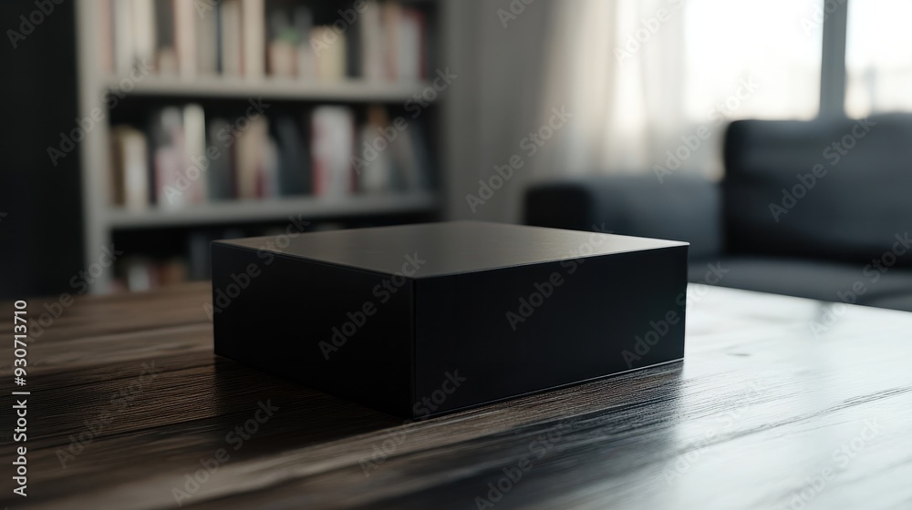 A black box sits on a table A black box sits on a table