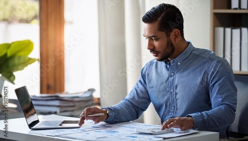 An accountant or financial professional diligently calculating the financial of a business; cost and expenses 