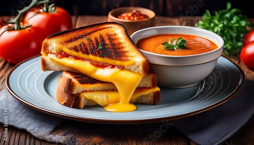 Grilled Cheese Sandwich and Tomato Soup