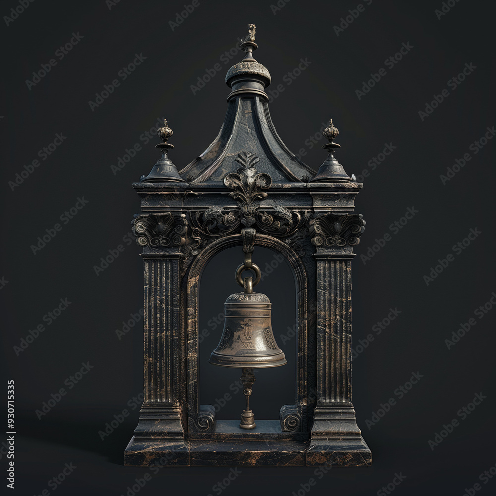 Ornate bell housed in a Gothic-style tower
Ornate bell housed in a Gothic-style tower