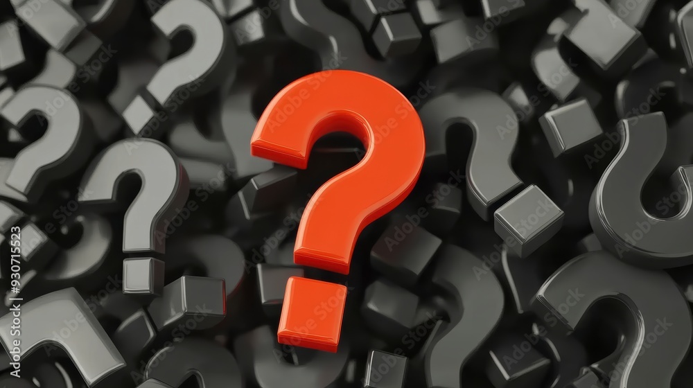 The red question mark stands out against the black, symbolizing urgency and importance. The red question mark stands out against the black, symbolizing urgency and importance.