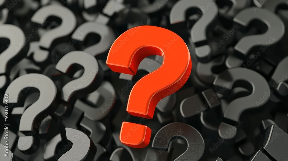 The red question mark stands out against the black, symbolizing urgency and importance. The red question mark stands out against the black, symbolizing urgency and importance.