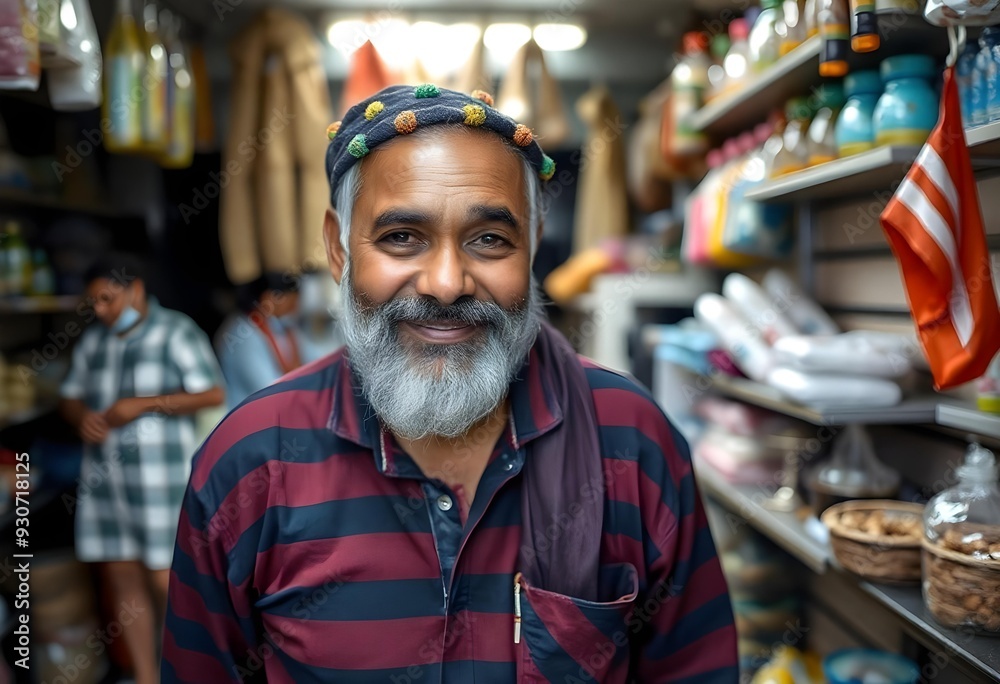 Obraz premium Indian Man on the Street with a Smile on Face