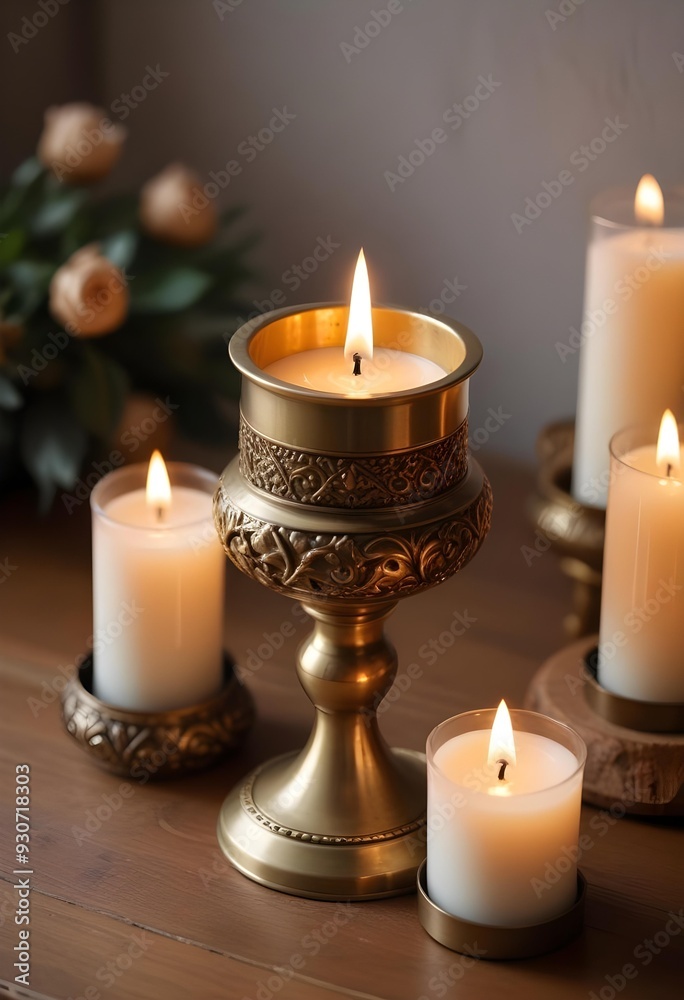 Diwali Candles on Doorstep with Traditional Indian Rangoli Diwali Candles on Doorstep with Traditional Indian Rangoli