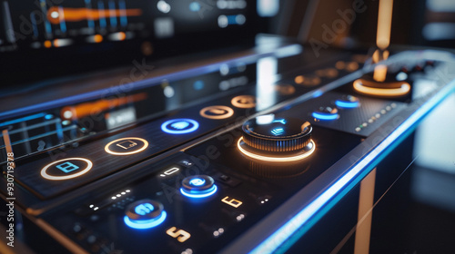 Wallpaper Mural Detailed view of a futuristic smart home control panel, with sleek buttons and a digital screen showing various settings Torontodigital.ca