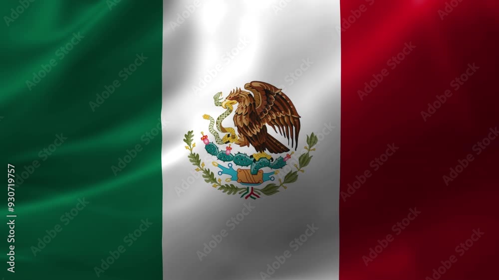 Ultra-HD realistic flag of Mexico waving in the wind. Seamless loop with highly detailed fabric texture.