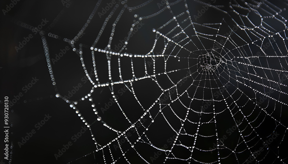 Creepy white spider web on black background Creepy white spider web on black background