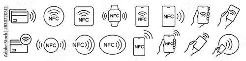 Nfc icon set. Nfc payment.