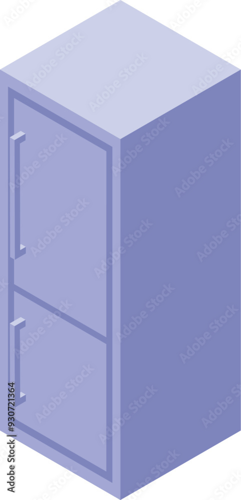 Isometric illustration of a modern two door refrigerator, ideal for kitchen and home appliance visuals Isometric illustration of a modern two door refrigerator, ideal for kitchen and home appliance visuals