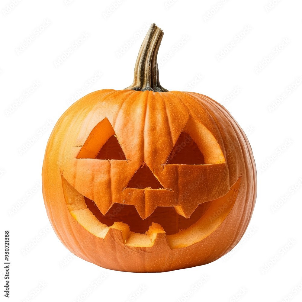 Halloween pumpkin carving showing scary teeth on white background Halloween pumpkin carving showing scary teeth on white background