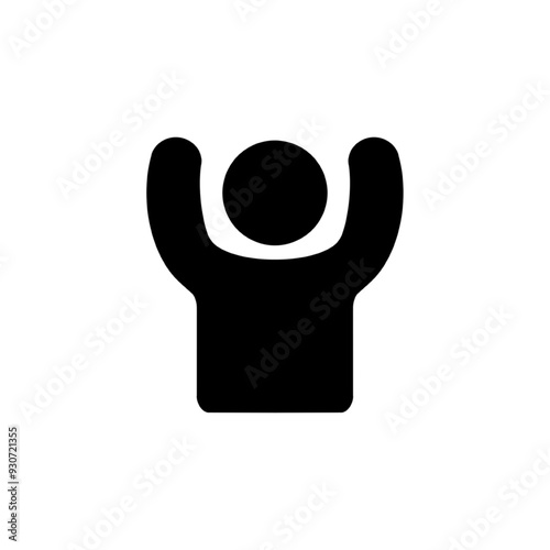 Man raised two hands icon, vector simple isolated illustration.