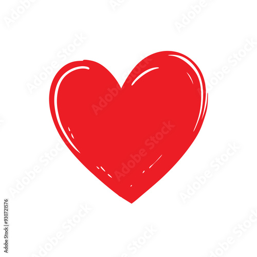 Hand-drawn red heart outline with brushstroke effect vector art illustration