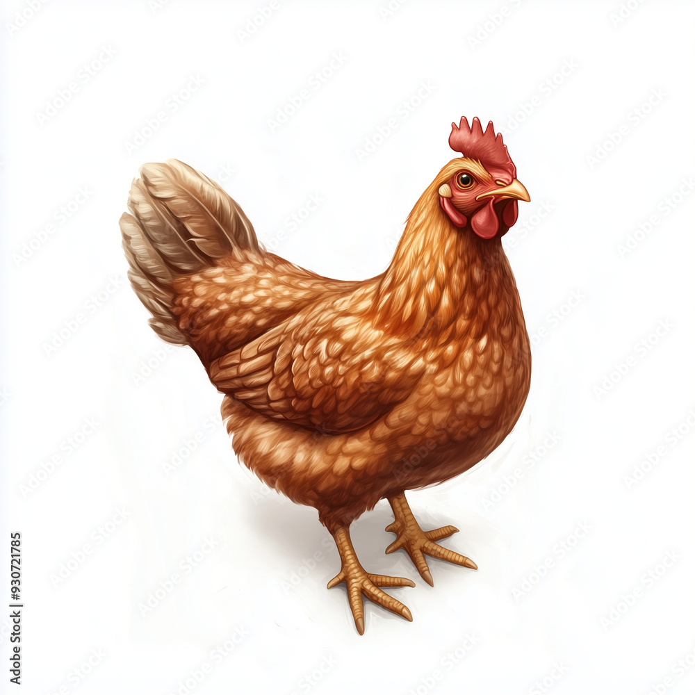 Fototapeta premium Illustration of a Brown Hen Isolated on White Background 