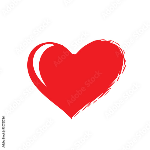 Hand-drawn red heart outline with brushstroke effect vector art illustration