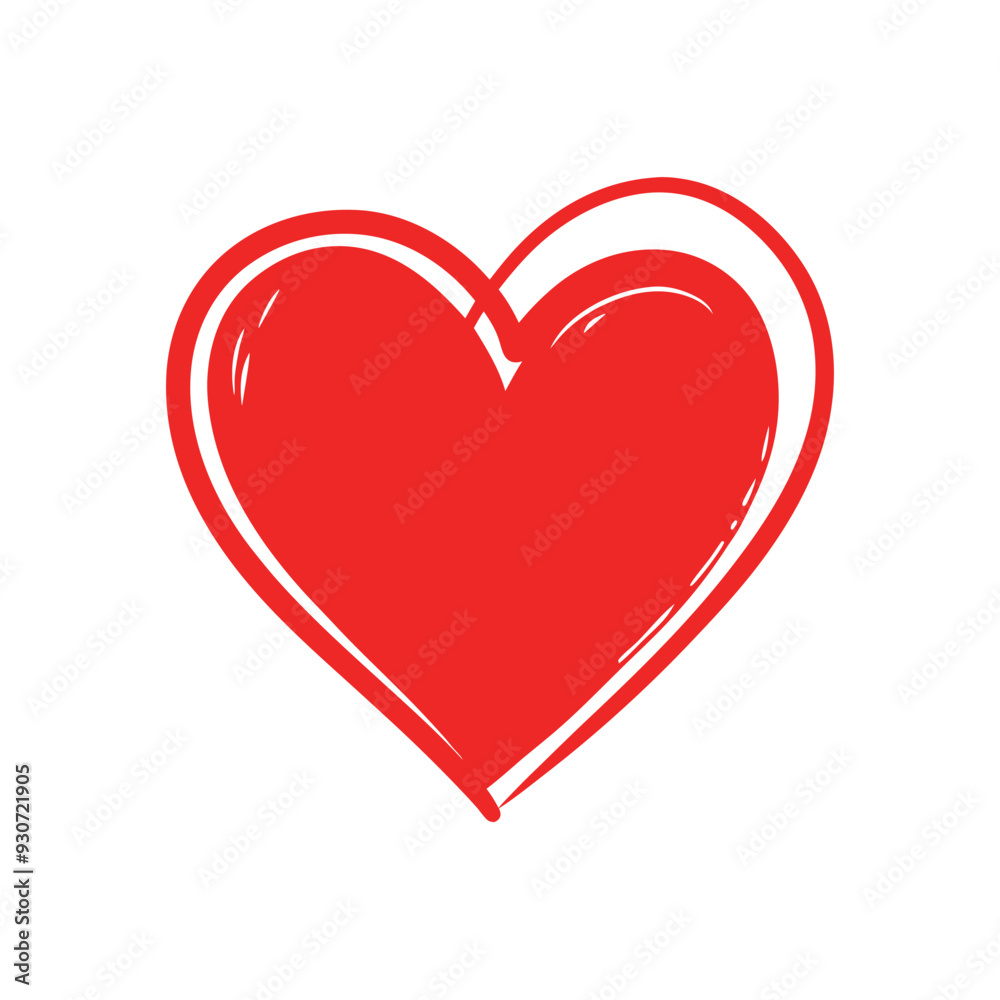 Hand-drawn red heart outline with brushstroke effect vector art illustration Hand-drawn red heart outline with brushstroke effect vector art illustration