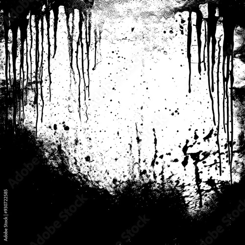 Obsidian Drip Grunge Brushwork with Dust Particles
