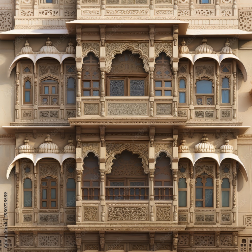 Beautiful Arabian Style Palace View Window Lobby Created with Generative AI Technology Beautiful Arabian Style Palace View Window Lobby Created with Generative AI Technology