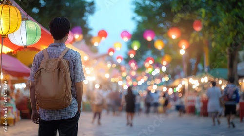 Busy night market in Southeast Asia