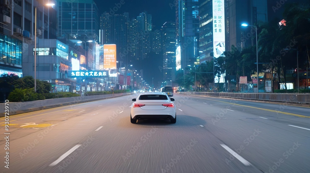 Busy intersection in Hong Kong at night Busy intersection in Hong Kong at night