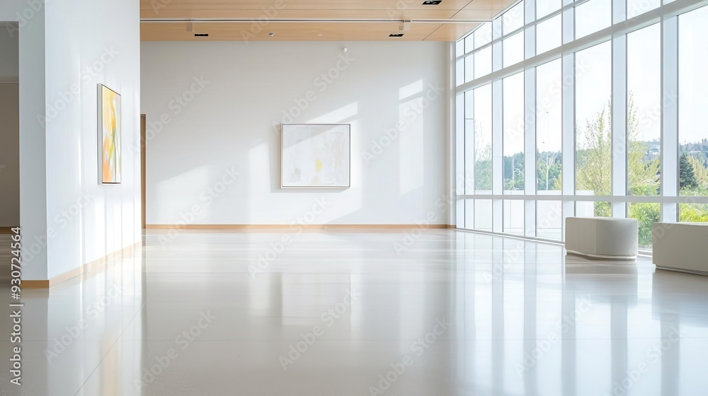 Obraz premium Modern art gallery interior with visitors