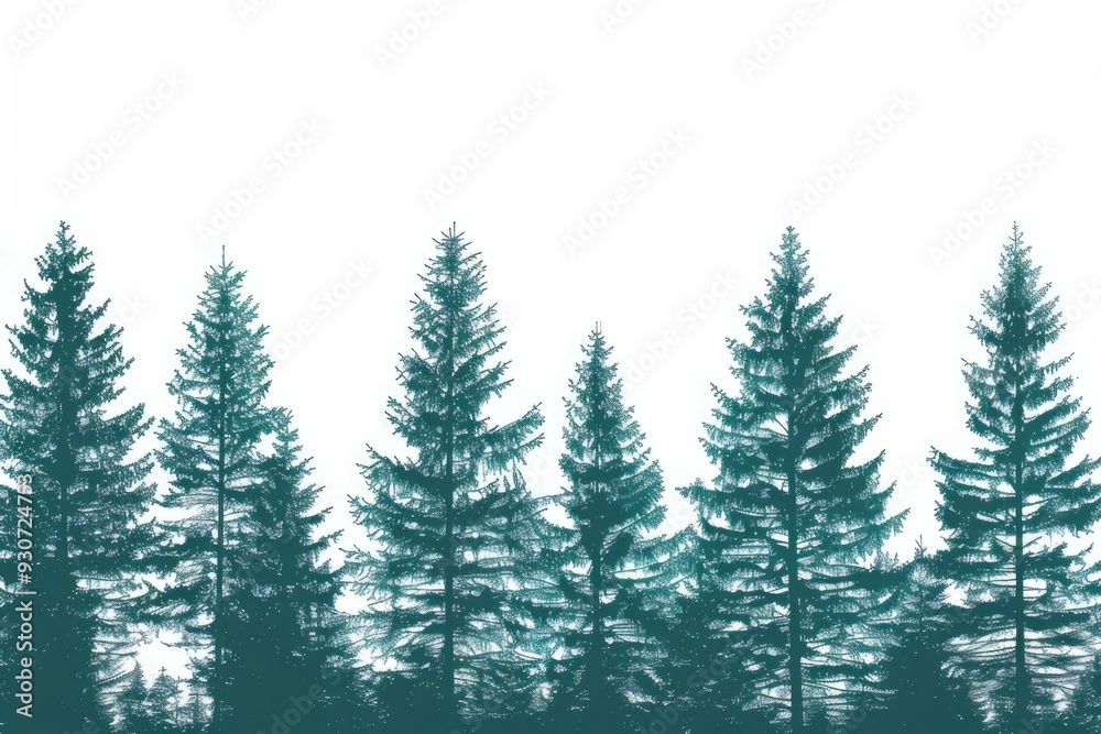 Pine trees against a white sky, great for nature or landscape scenes Pine trees against a white sky, great for nature or landscape scenes