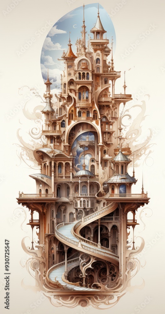Beautiful Arabian Style Palace View Window Lobby Created with Generative AI Technology Beautiful Arabian Style Palace View Window Lobby Created with Generative AI Technology