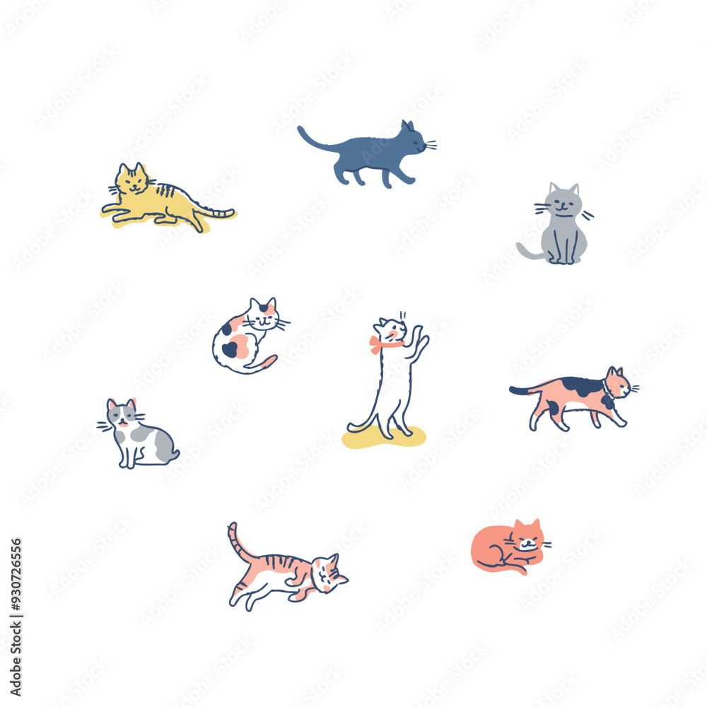 さまざまなポーズの猫 バリエーション セット さまざまなポーズの猫 バリエーション セット
