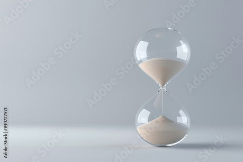 Classic hourglass measuring passing time on clean background