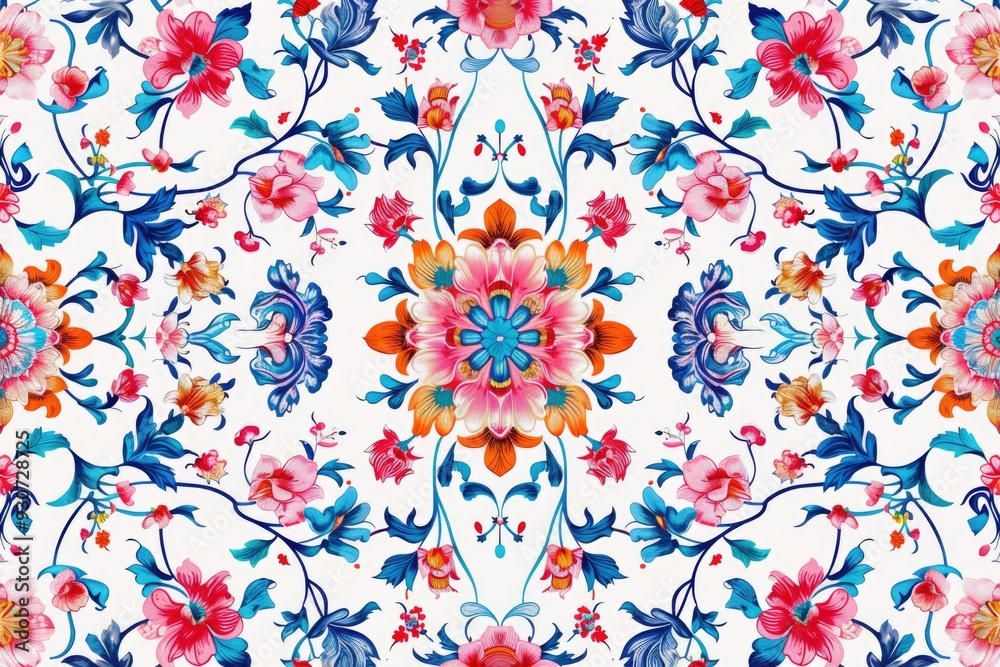 Naklejka premium Colorful floral design on a plain white surface