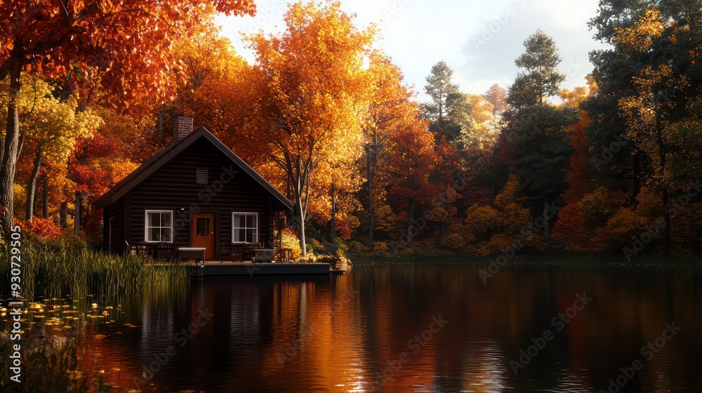 A cabin is surrounded by trees and a lake. The cabin is a small wooden house with a porch. The trees are full of leaves, and the lake is calm. The scene is peaceful and serene A cabin is surrounded by trees and a lake. The cabin is a small wooden house with a porch. The trees are full of leaves, and the lake is calm. The scene is peaceful and serene