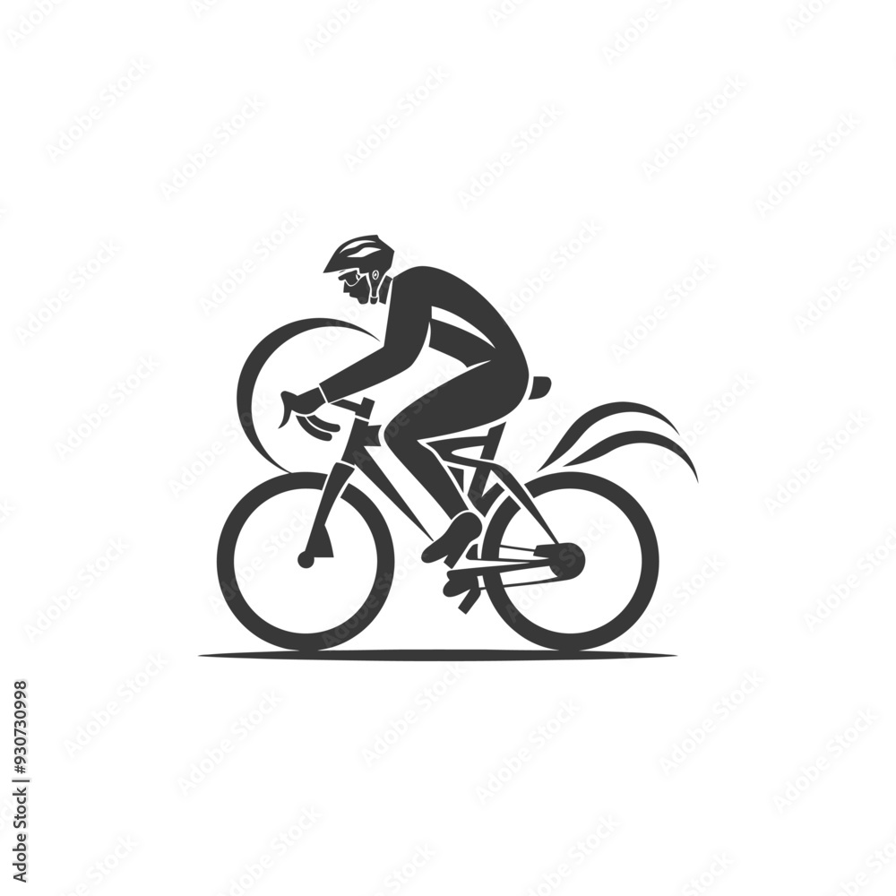 Fototapeta premium Cyclist in Full Gear Riding a Bicycle