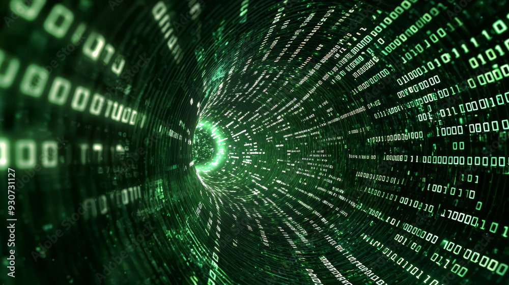 Binary Matrix Flow Through a Digital Portal. Generative AI